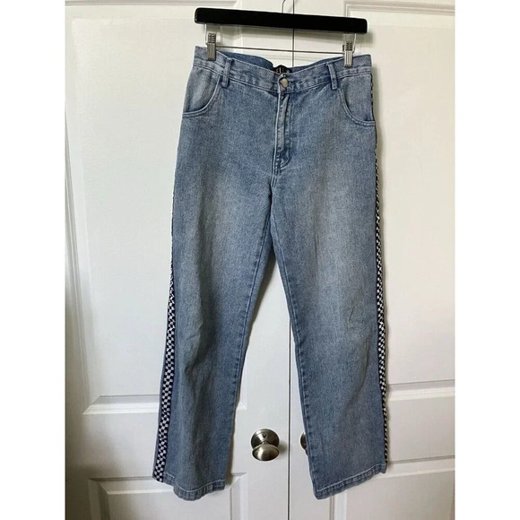 Delia’s x Dollskill Checkered Stripe Boyfriend  Jeans Medium - Picture 4 of 6